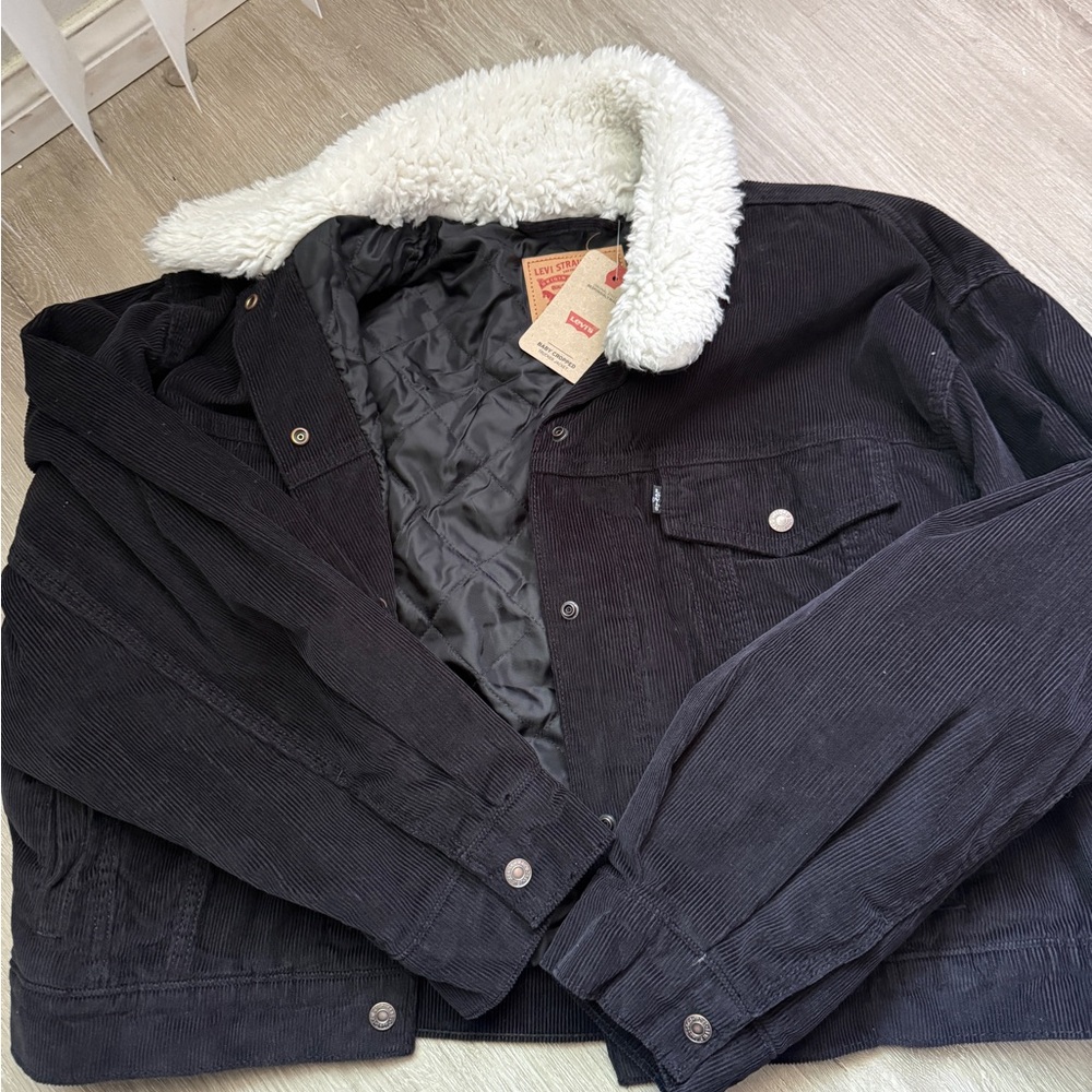 Levi's Dark Corduroy Jacket with Sherpa Collar